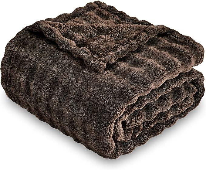 SOCHOW Brown Bubble Fleece Blanket for Couch, Super Soft Cozy Cute Throw Blanket for Women, Decorative Fuzzy Flannel Blanket, 60 x 80 Inches