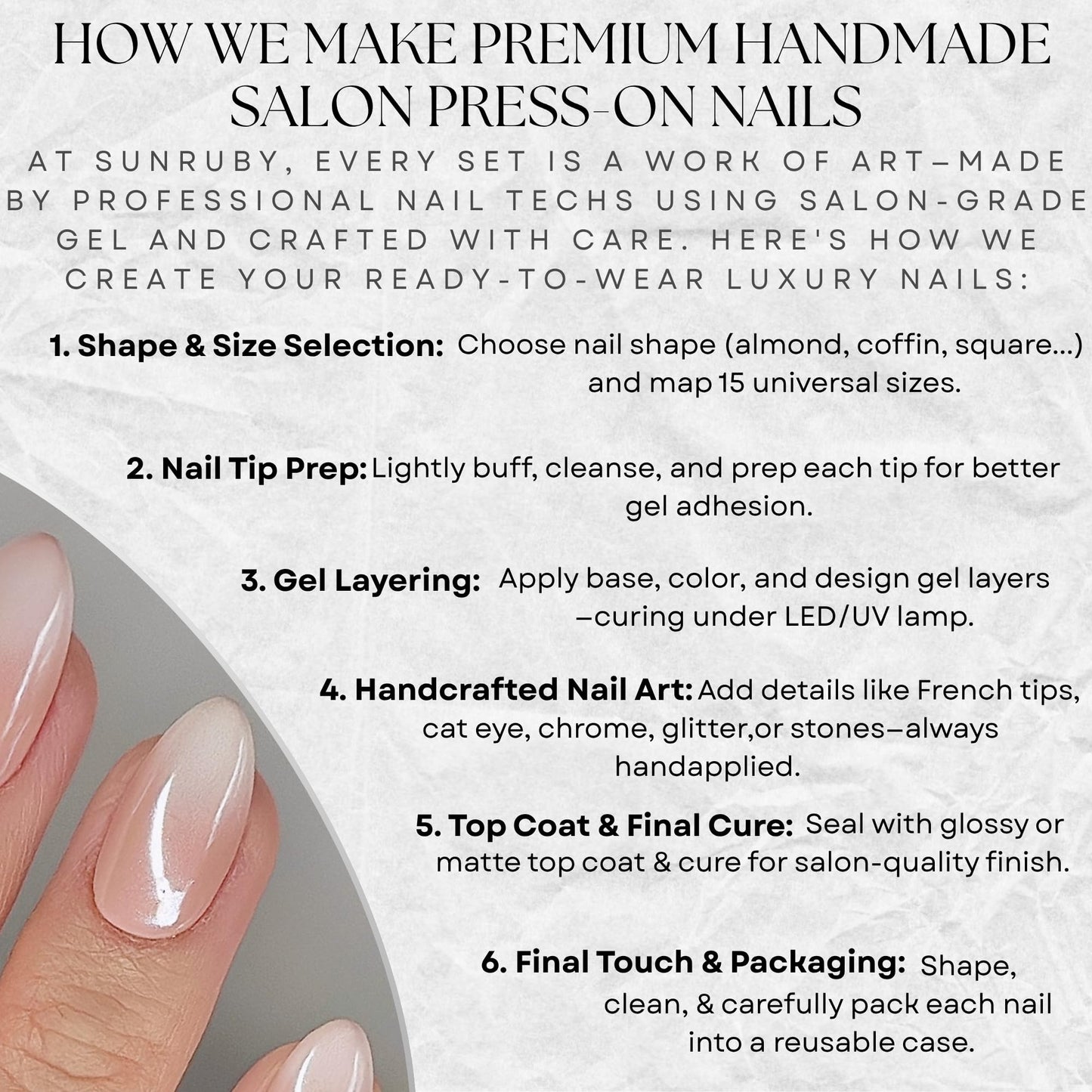 Sunruby Hand Painted Handmade Press On Nails Short Almond Ombre Pink White with an Ultra-Glossy Mirror Finish.Reusable Soft Gel Nails in 15 Sizes -30 Nail Kit with Glue | Designed in LA|Vanilla Cream
