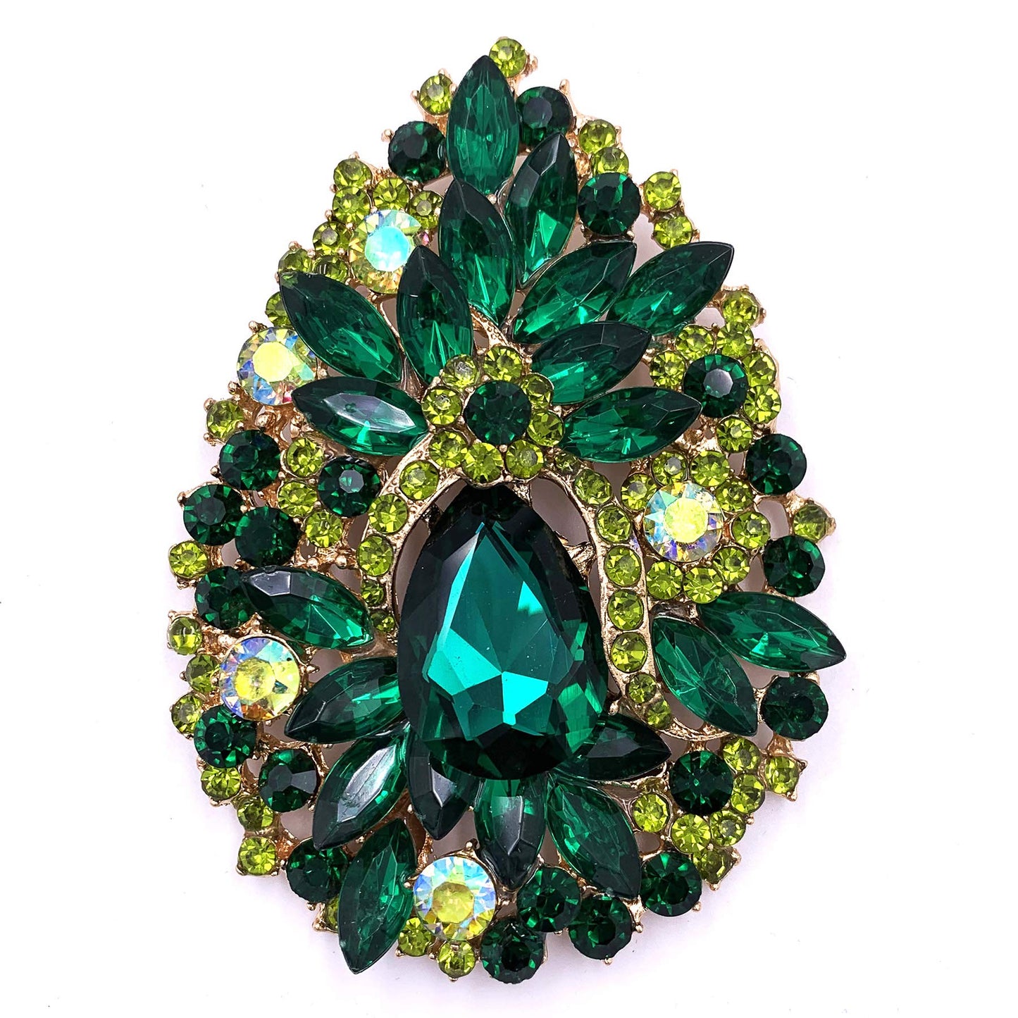 SELOVO Huge Big Large Flower Green Statement Brooches and Pins Scarf Jewelry Gold Tone