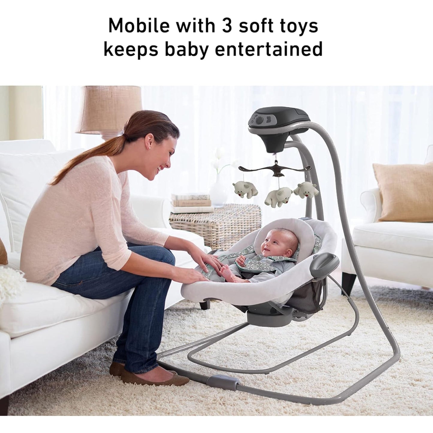 Graco DuetConnect LX Portable Baby Swing and Bouncer, Multi-Direction Baby Bouncer Seat, Multiple Swing Speeds, Redmond