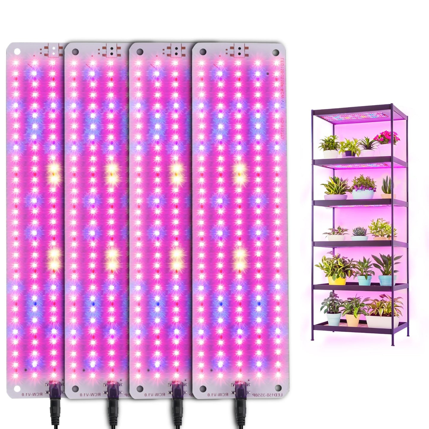 Grow Lights for Indoor Plants Full Spectrum,Plant Lights with Auto Timer 3/9/12H Grow Light for Under Cabinet Plant, 10 Dimmable Levels, Grow Lamp Panel Grow Lights for Seed Starting(4P)