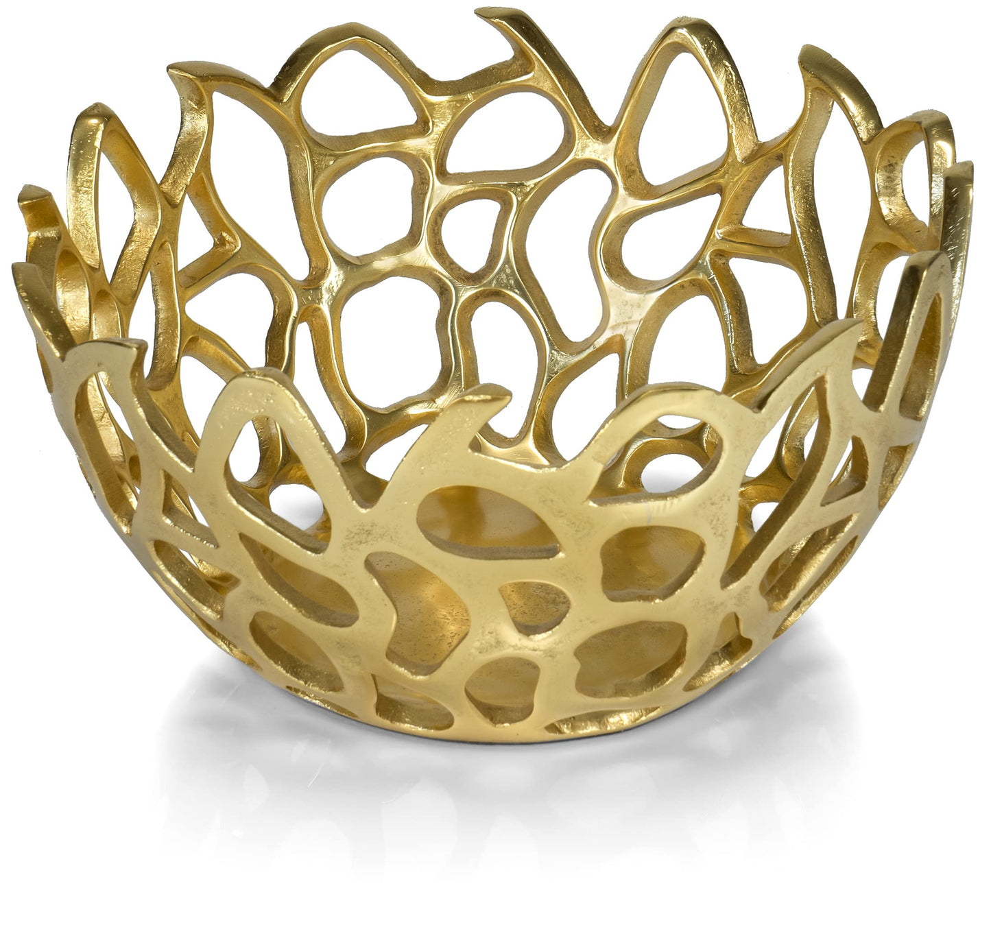 Red Co. 10” Decorative Round Aluminum Golden Branch Reef Centerpiece Bowl