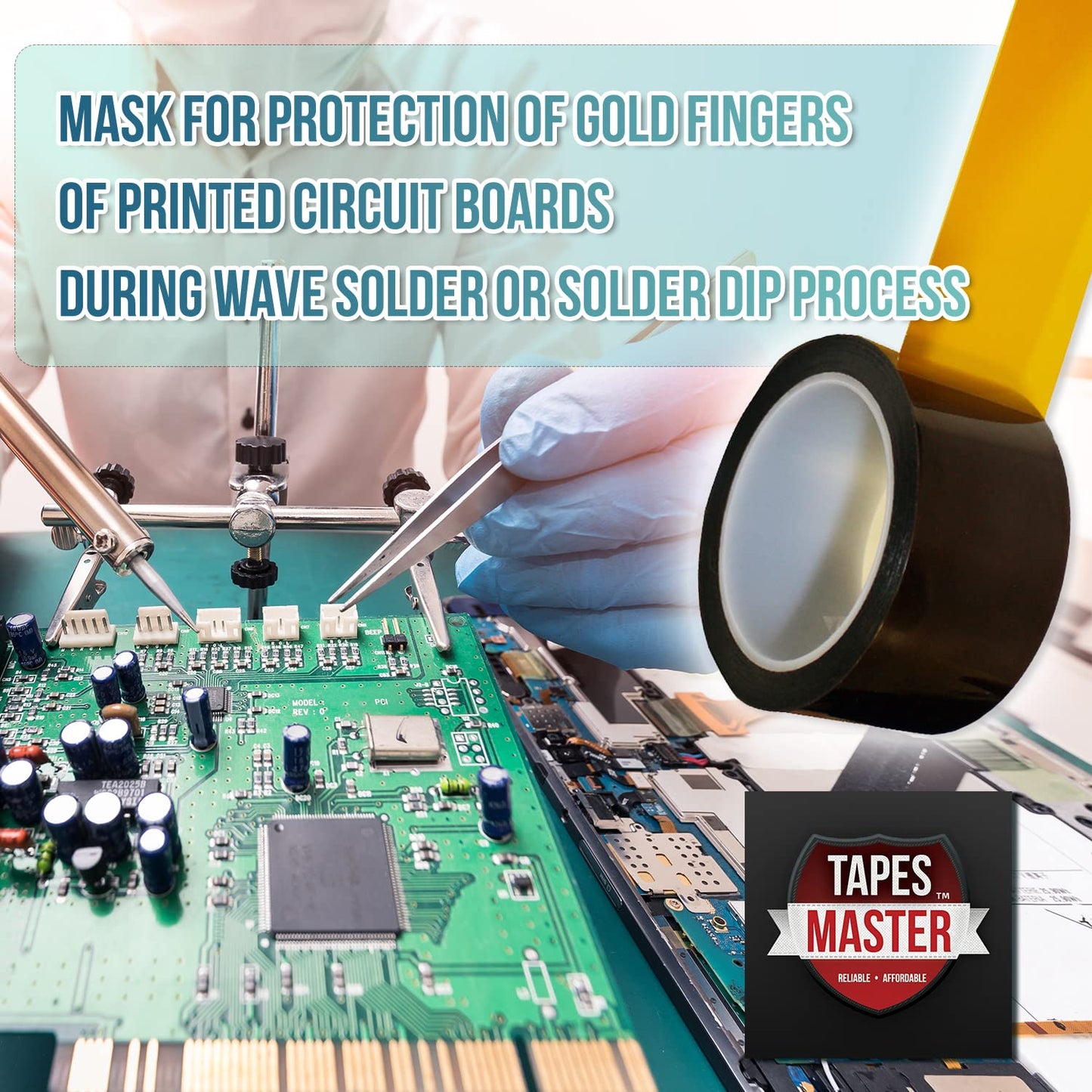 Tapes Master 5 Rolls - 1/2" x 36 Yds1 Mil Polyimide High Temperature Heat Resistant Heat Transfer Thermal Electrical Insulation Tape