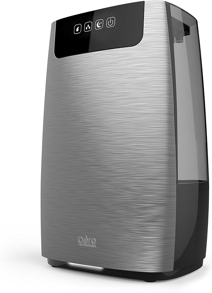 Pure Enrichment HumeXL Ultrasonic Cool Mist Humidifier - Large, Easy-to-Clean 5-Liter/1.3 Gallon Water Tank, Touch-Button Control, High/Low Mist, 2 Independent 360° Mist Nozzles and Night Mode