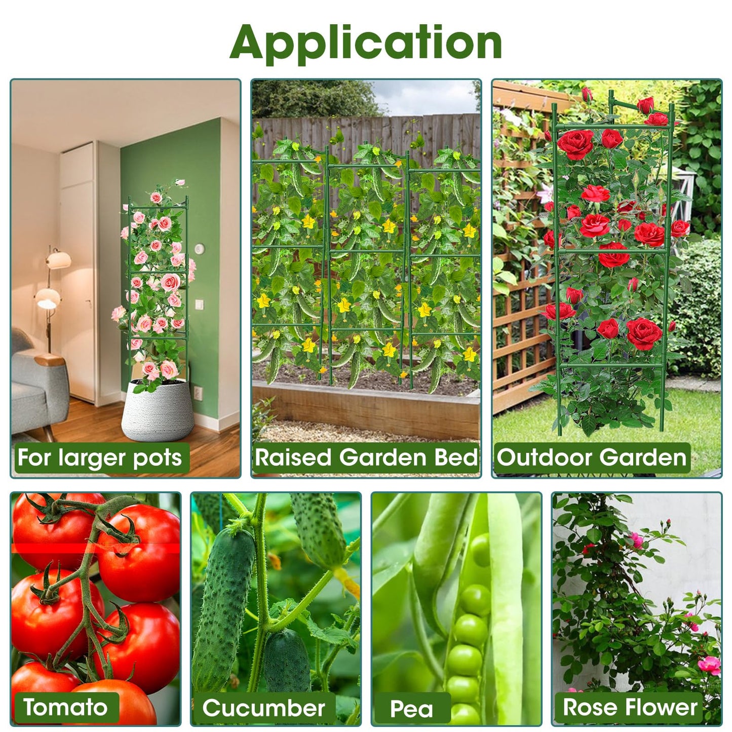 MQHUAYU 3 Pack Tomato Cage,Tomato Cage for Raised Garden Bed, 48'' Tall Tomato Trellis Triangle or Square Cages for Garden,Pots, Plant Cages & Supports（Green, Extra Bold ）