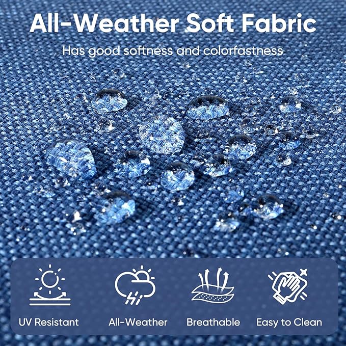 10-Piece Outdoor Patio Cushion Set - Fade & Water Resistant with Removable Olefin Cover, 22x24x4 Inch Memory Foam Cushions for Wicker Sectional Sofa – Blue/Buckle