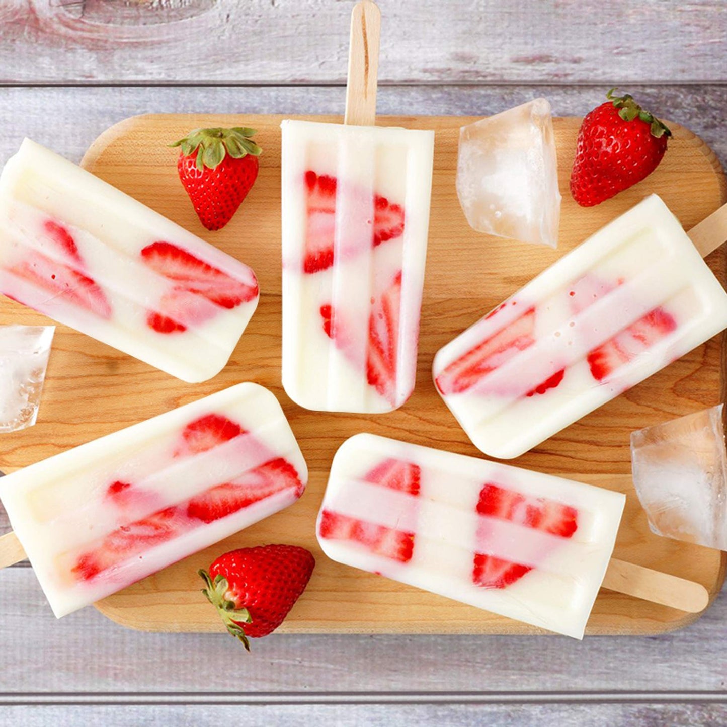 Ozera Popsicles Molds, 10-Cavity Popsicle Maker Molds Silicone Popsicle Molds, Homemade Popcical Molds Ice Pop Molds with 50 Popsicle Sticks, 50 Popsicle Bags