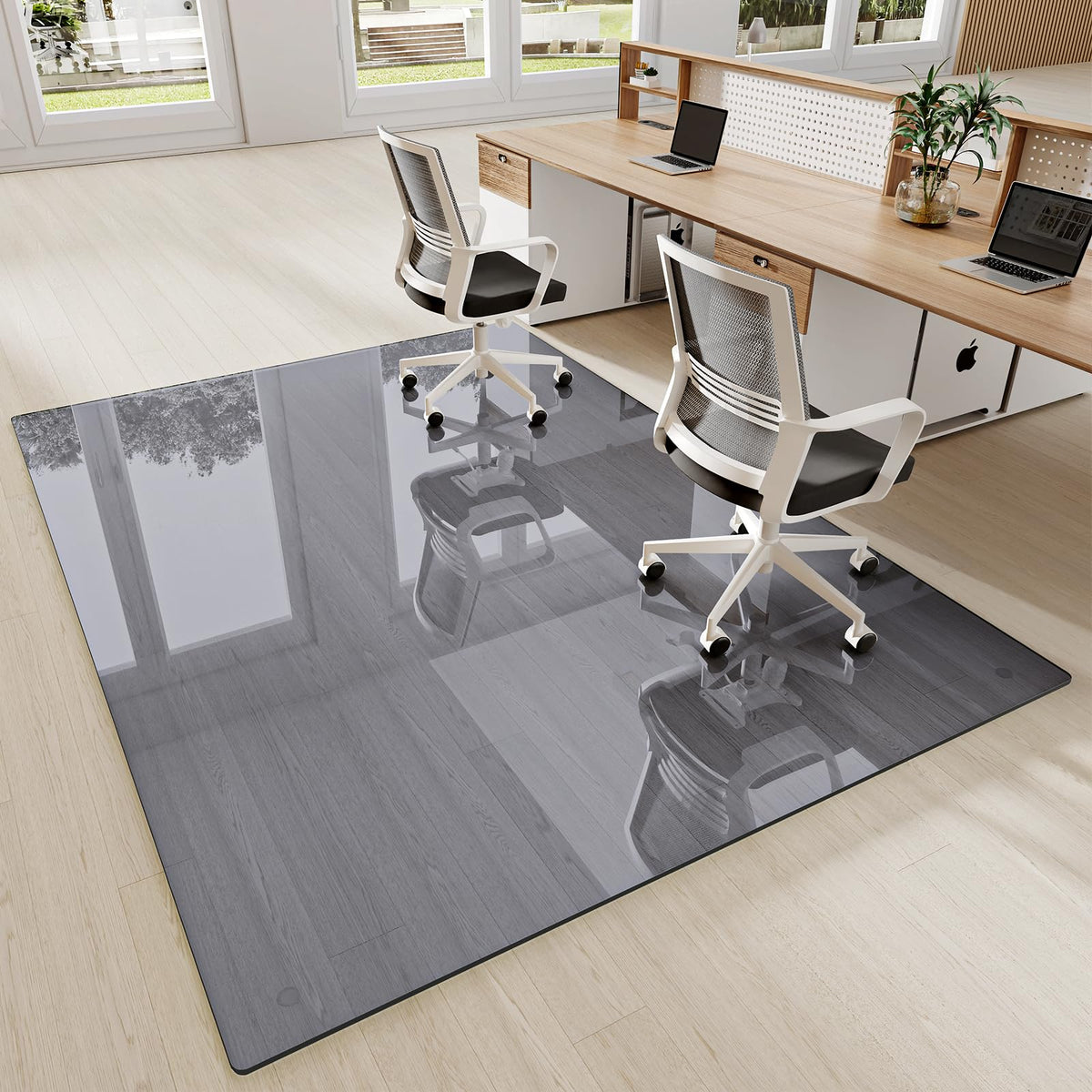 Tempered Glass] 54" x 72" Glass Office Chair Mat for Carpet