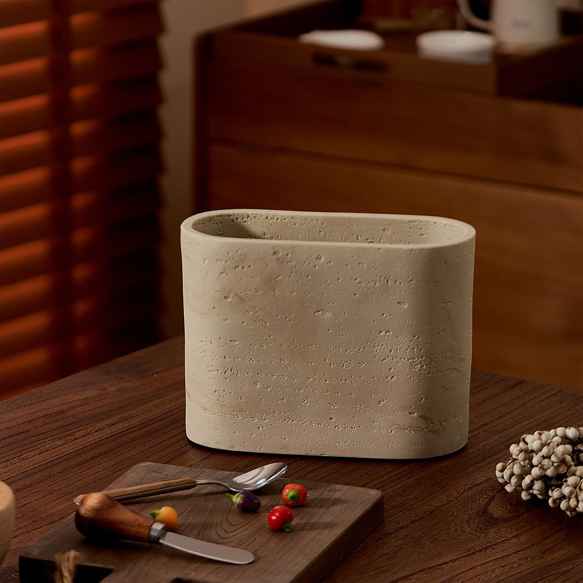 Natural Travertine Textures Mini Trash Can