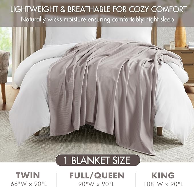 Madison Park Liquid Cotton Luxury Blanket Premium Soft Cozy 100% Ring Spun Cotton For Bed , Couch or Sofa, Full/Queen, Gray