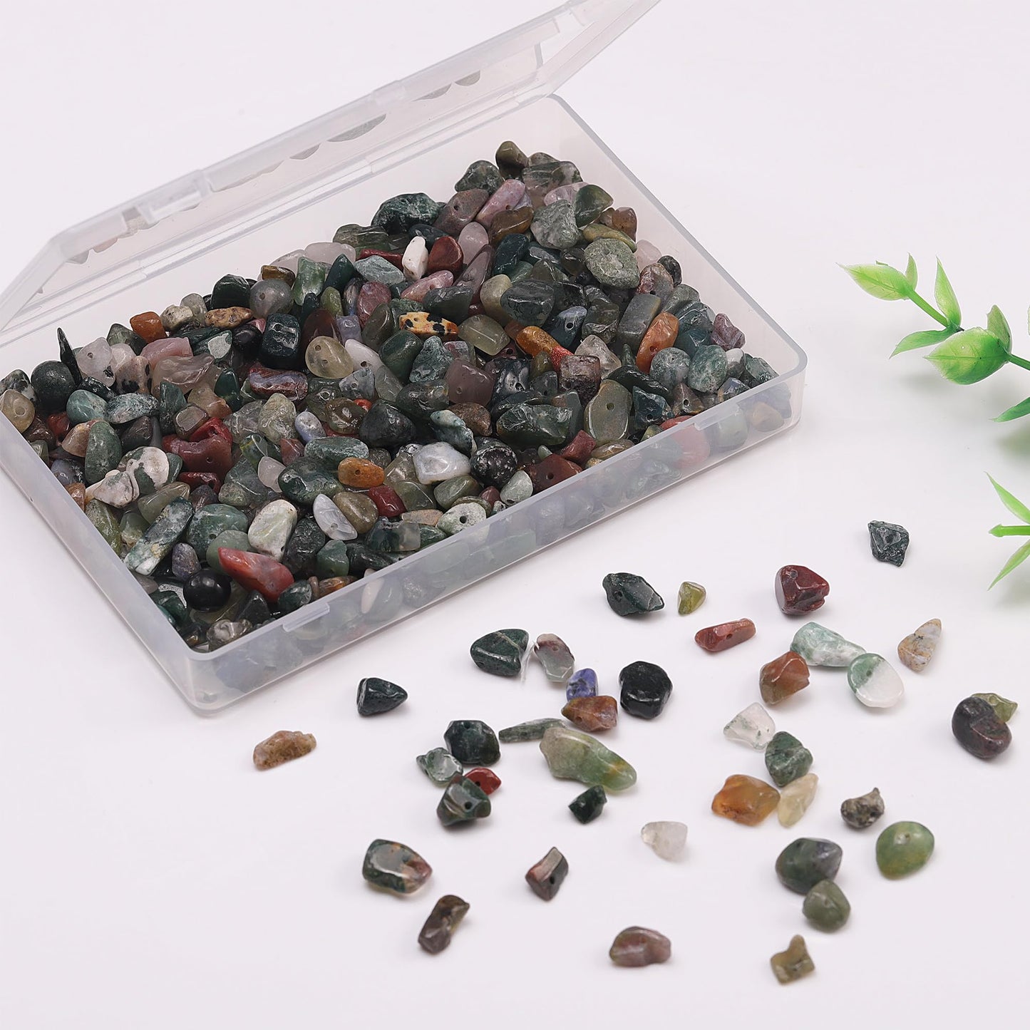 Youngbling Natural Chip Stone Beads 450 Pcs 5-8mm Healing Crystal Irregular Gemstone Drilled Lose Rocks Indian Agate Beads Bulk for Bracelet Jewelry Making