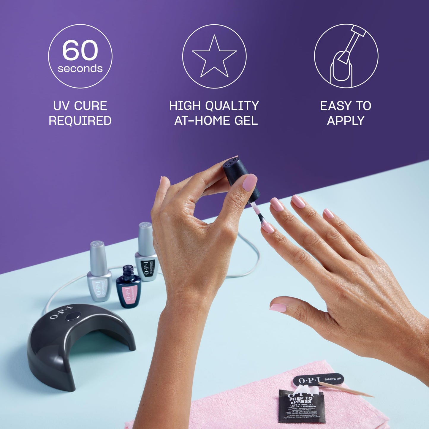 OPI GELement Starter Essentials Kit | Includes Base Coat, Top Coat, LED Curing Lamp, & Prep Supplies | DIY Professional Salon Quality Gel Manicure Results