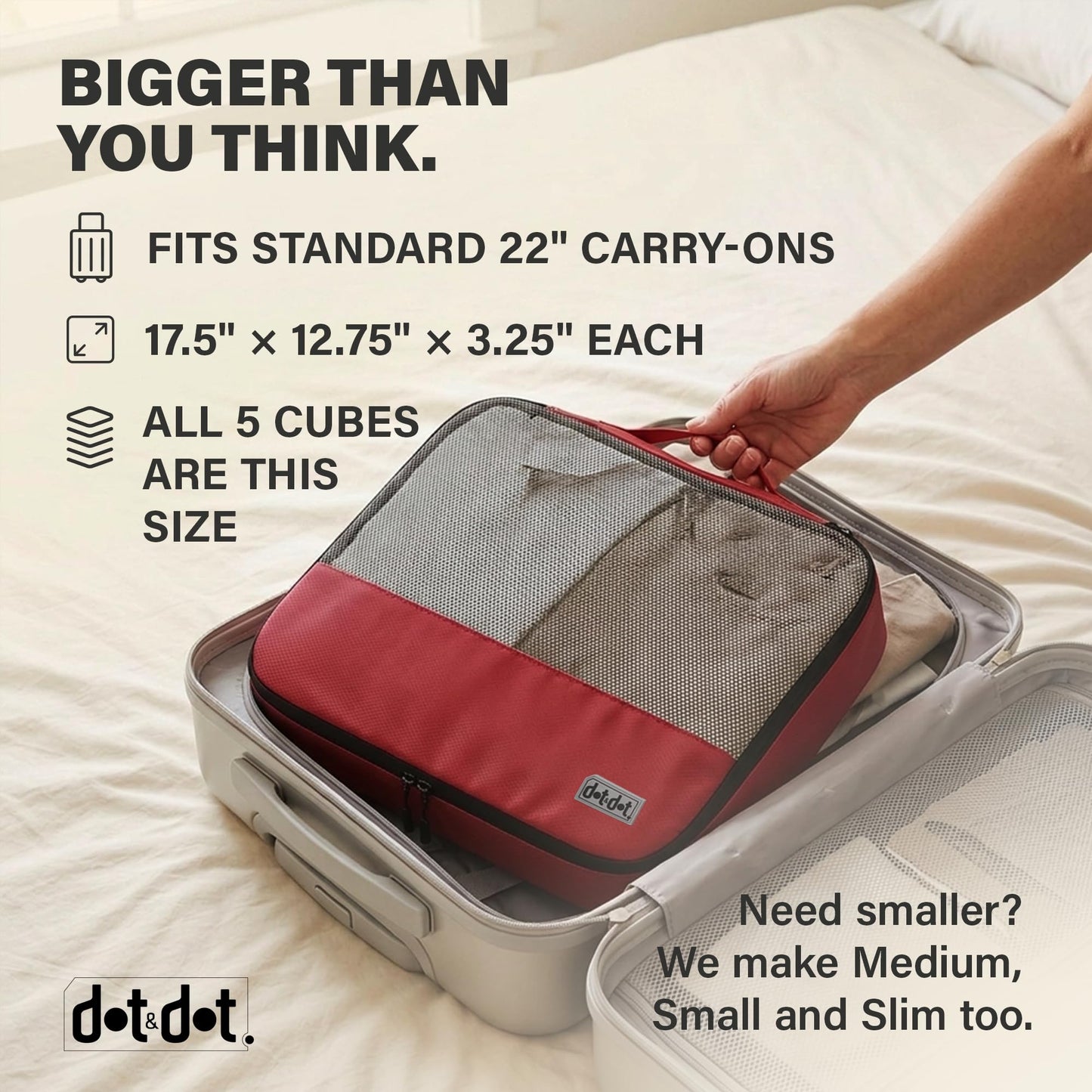 Large Packing Cubes for Travel - 5pc Packing Cubes for Suitcases - Lightweight Luggage Organizer Bags (Non-Compression)