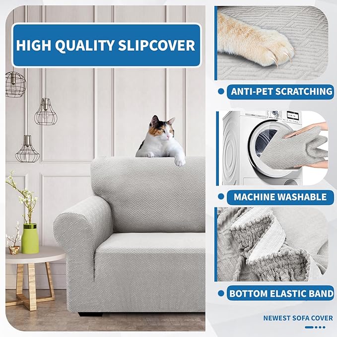 XINEAGE 2026 New Stretch Armchair Covers 1 Piece Chair Slipcovers Chair Protector for Living Room Thick Soft Chair Cover with Elastic Bottom Couch Cover for Pets Kids (31"-46", Silver Grey)