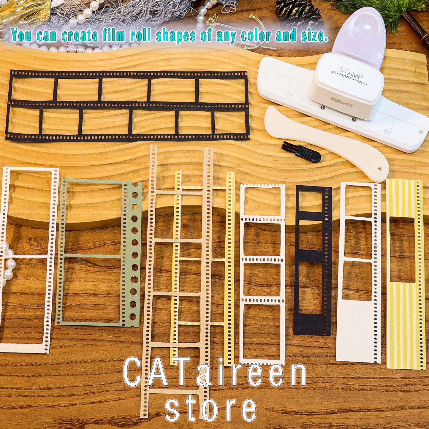 Postage Stamp Border Puncher with Scrapbooking Paper Folder Tool Card Making Supplies Kits Film Strips Cutter Hole Punch Crafting Journaling Scrapbook Materials Junk Journal DIY Kit