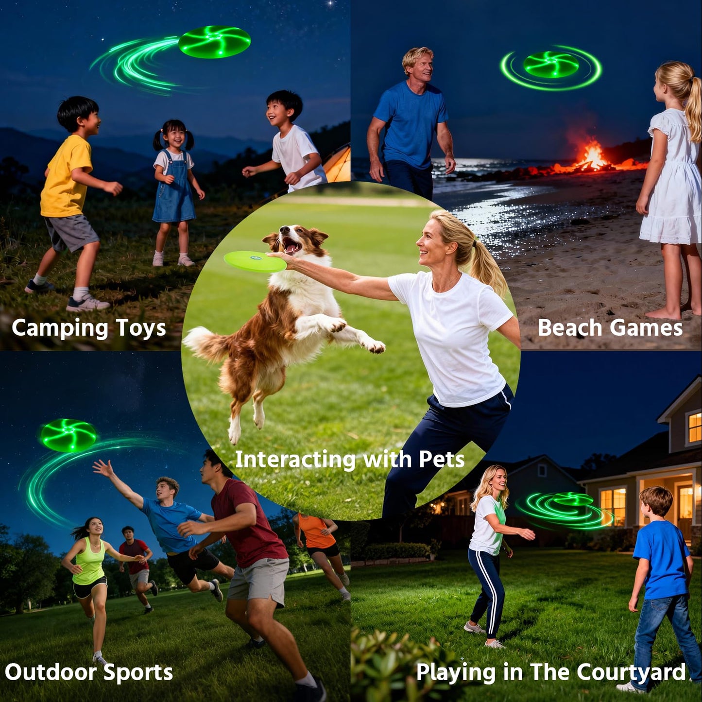 LaRoo Light up Flying Discs, Lighting Mode, Rechargeable Glow in The Dark Flying Ring, 10 in Lightweight, Suitable for Beginners Outdoor Beach Park Backyard Games - Teens Boys Adults Sports Training