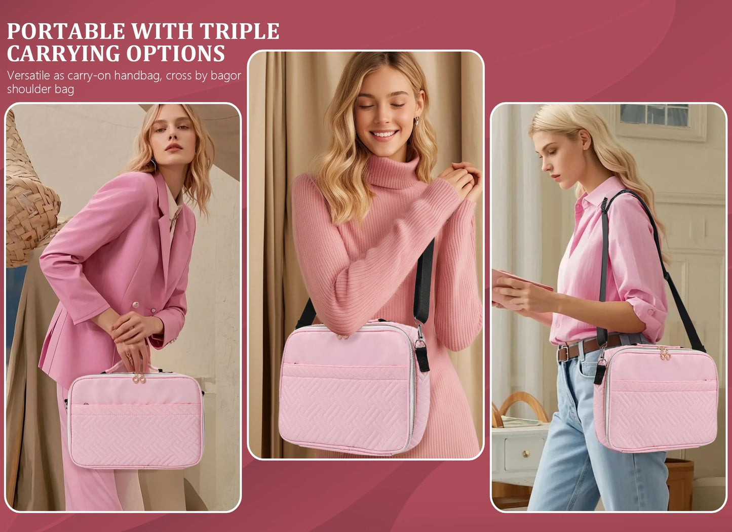 Yozbcfv Bible Cover for Women,Large Bible Bag with Shoulder Strap, Bible Study Supplies Carrier Includes Highlighters Tabs,Journaling Kit Case Packed in Gift Box, Christian Gifts for Women(Pink