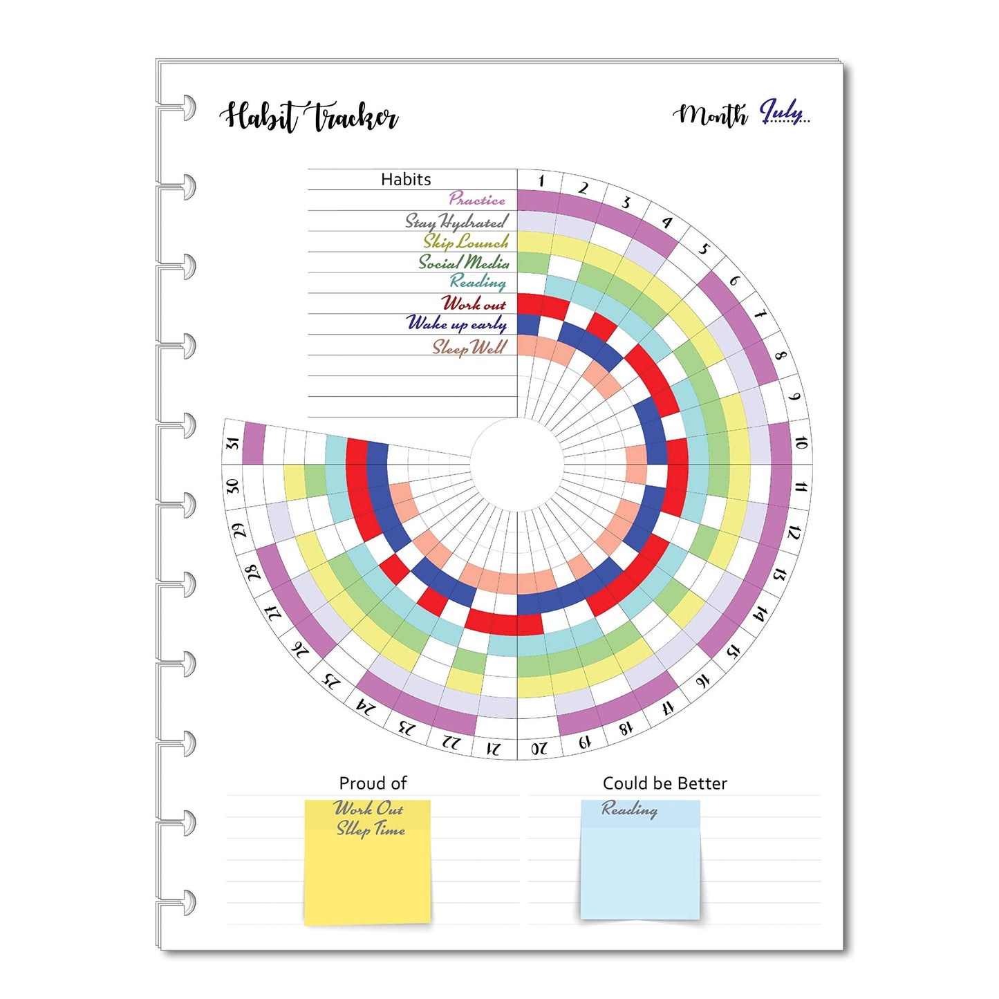 Habit Tracker Inserts for 11 Disc Big Planners, Habit Log, Resolution Tracker, Monthly Habit Planner for Letter Size Planners (11 Disc Big (8.5" x 11"))