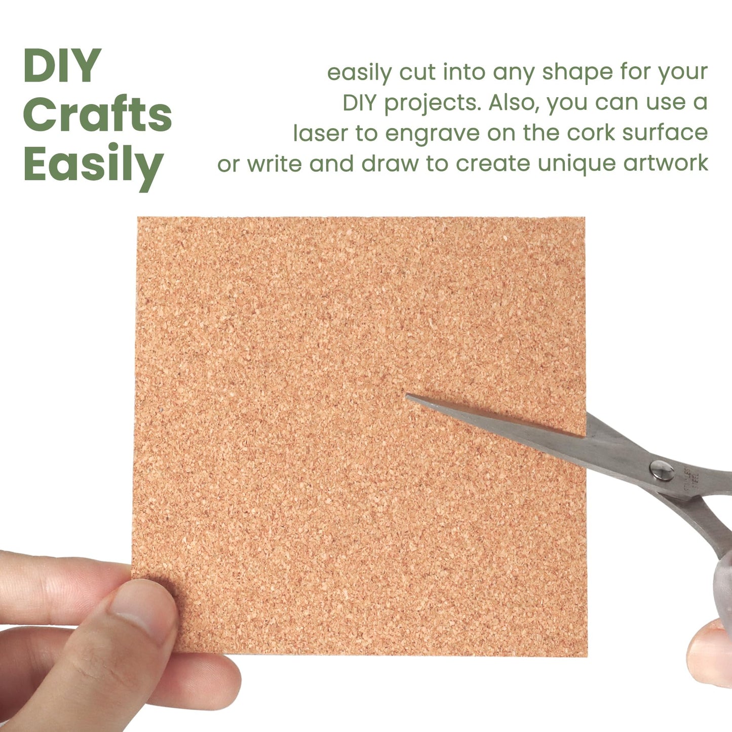 GravGrow 72 Pcs 2mm Thick Self-Adhesive Cork Sheets Cork Coasters, 4 x 4 Inch Square Cork Board Cork Tiles, Backing Cork Mats with Strong Adhesive-Backed for DIY Coasters, Brown, UN004-3