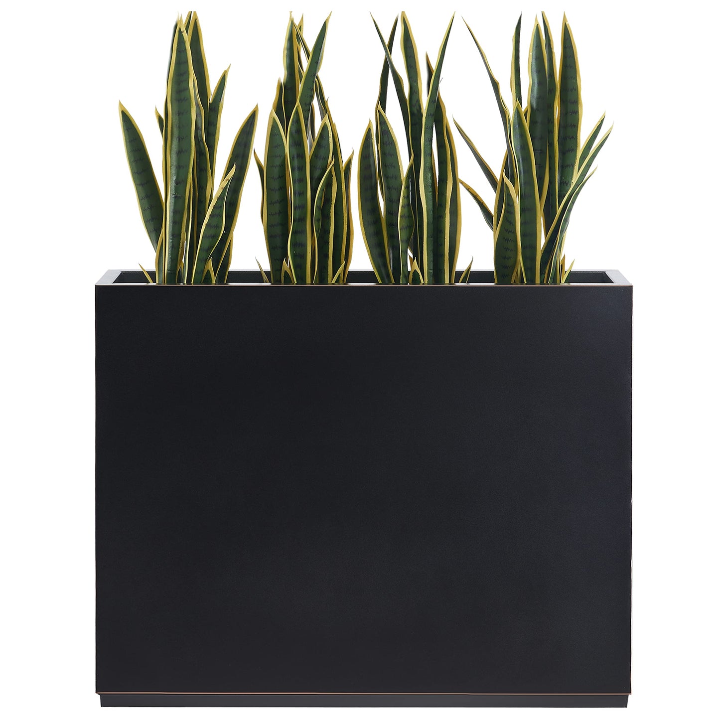 Wallowa Metallic Heavy Outdoor Planter Box, Span Planter, Pure Black with Hand Brushed Gold Rim, Long and Tall Divider Planter, No Assembly and Seamless, 38”Lx10”Wx30”H 48.8 Pounds