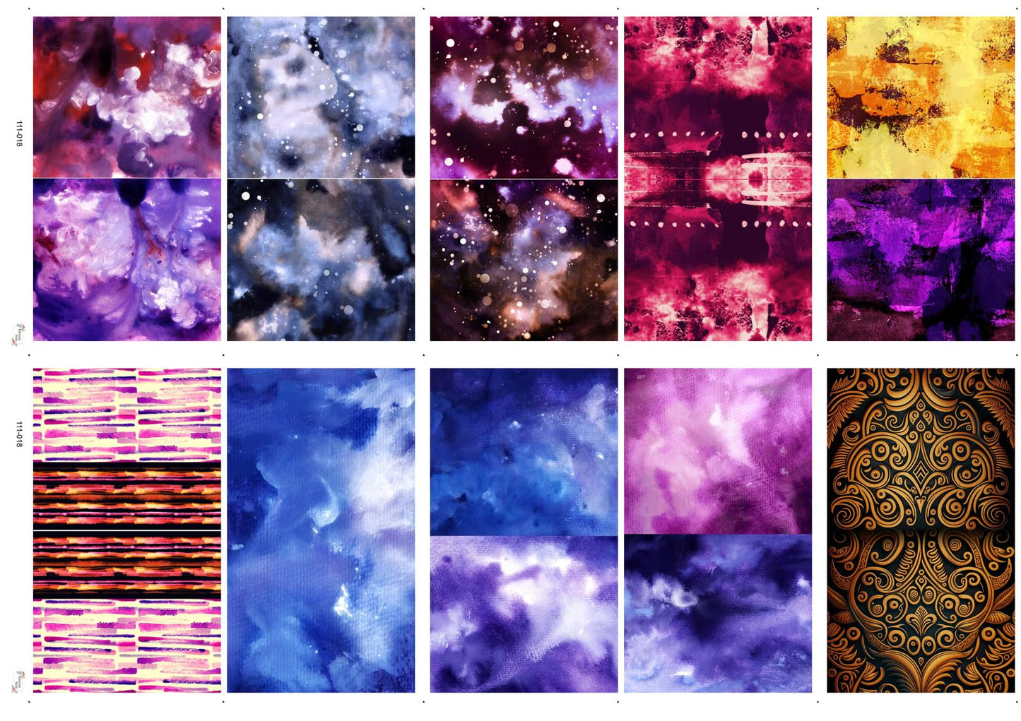 Nail Decals [10 Sheets] Galaxy Abstract Nail Strips Set Cosmic Watercolor Textures Nebula Clouds Vibrant Gradients deep Blues Purples Artistic Blends Creating Dreamy Expressive Manicure Style Unique