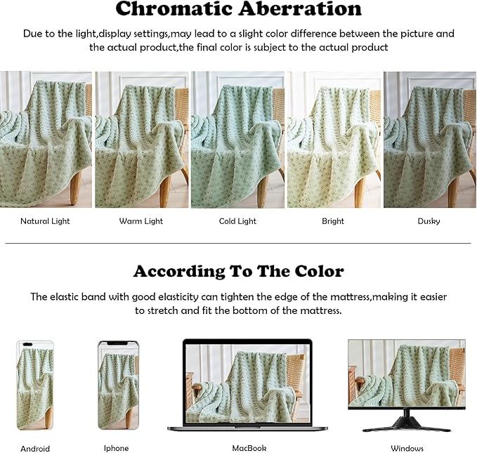 NEWCOSPLAY Super Soft King Blanket Green Premium Silky Flannel Fleece 3D Waffle Checkered Lightweight Bed Blanket All Season Use (Sage Green, King(90"x110"))