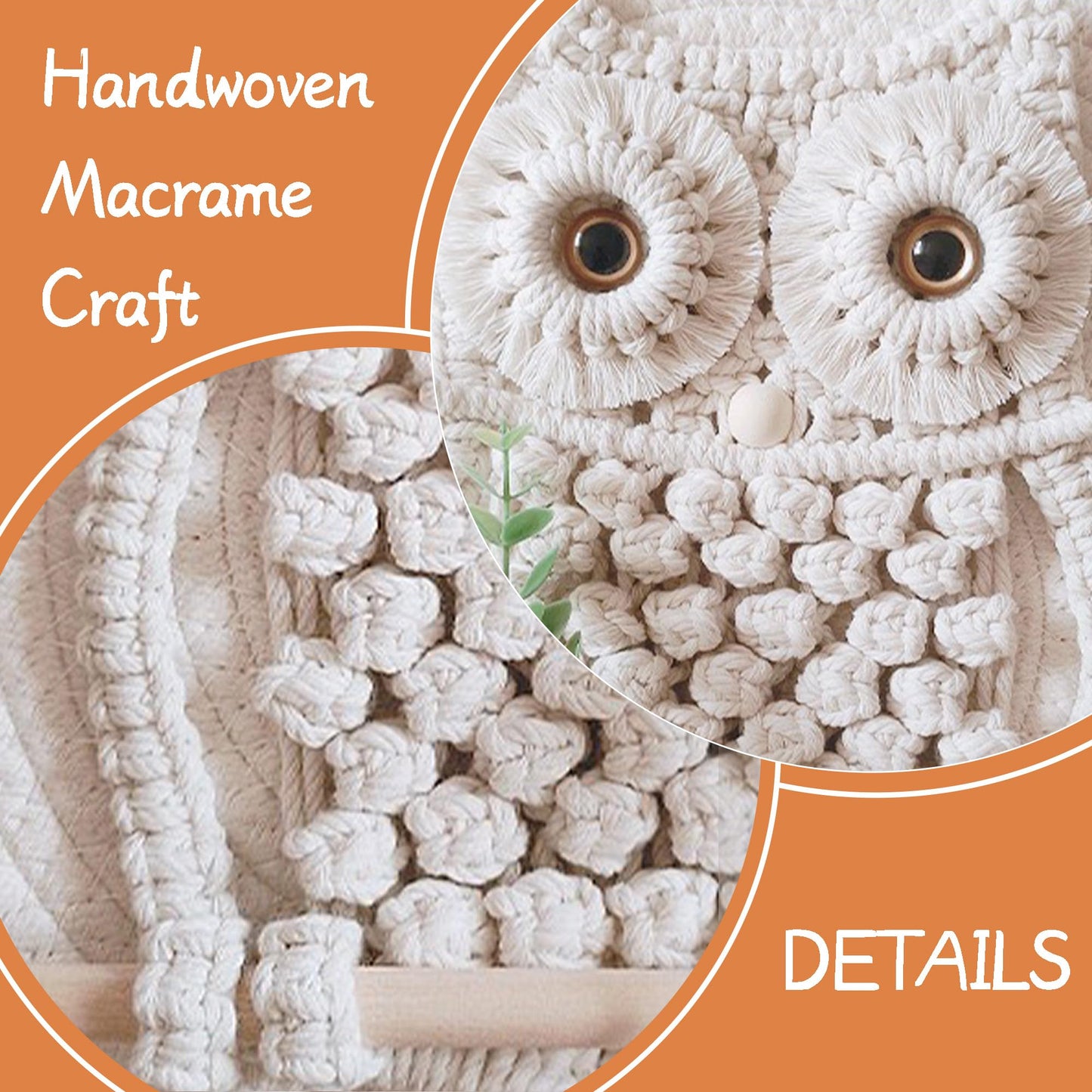 Cilkus Owl Macrame Wall Hanging – Handmade Boho Macrame Wall Decor, Macrame Wall Art Tapestry, Boho Wall Hanging Owl Decor for Bedroom, Living Room, Nursery – Beige (Beige-Large)