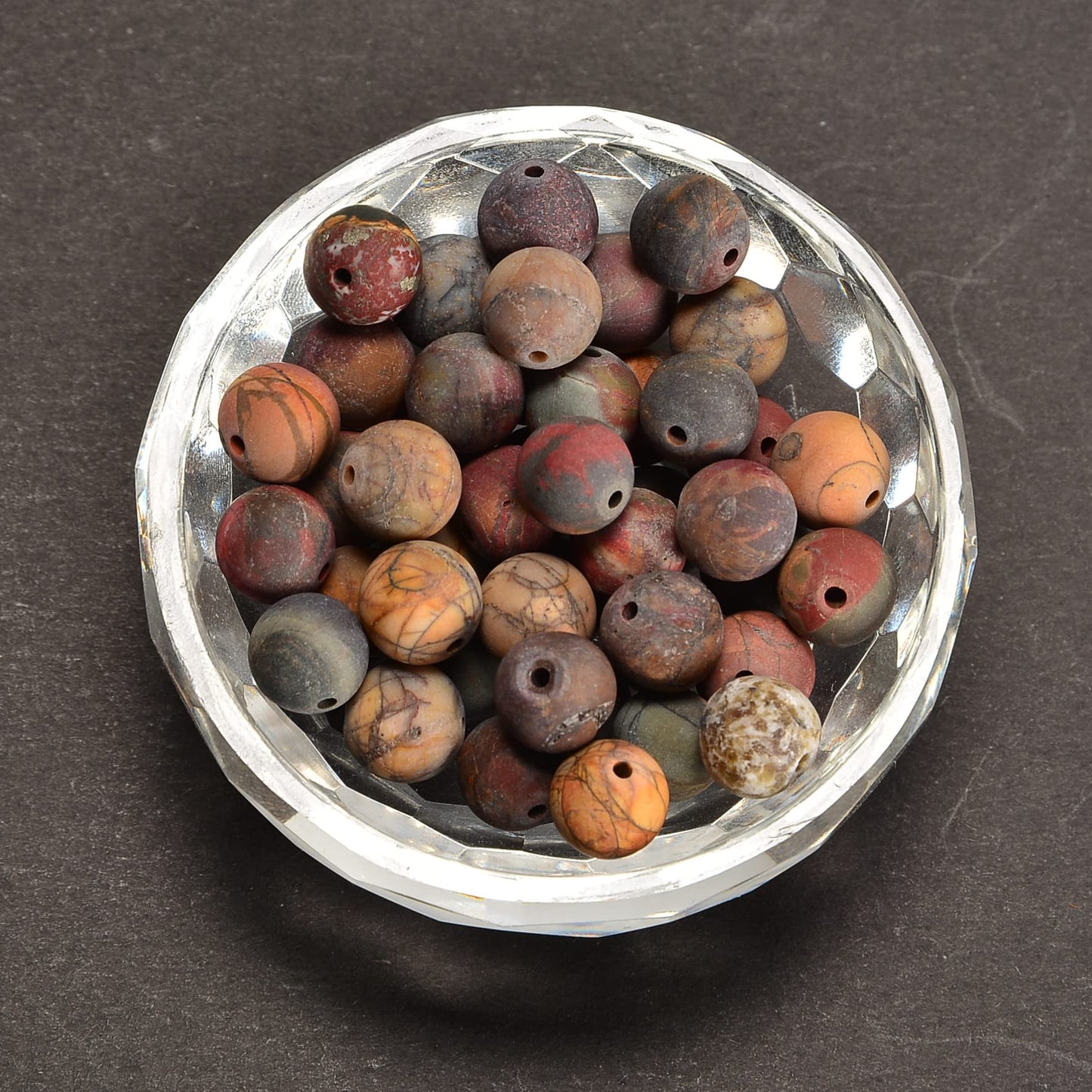 jodaying 10mm Picasso Jasper Matte Round Natural Gematone Loose Beads for Jewelry Making DIY 1 Strand 15"
