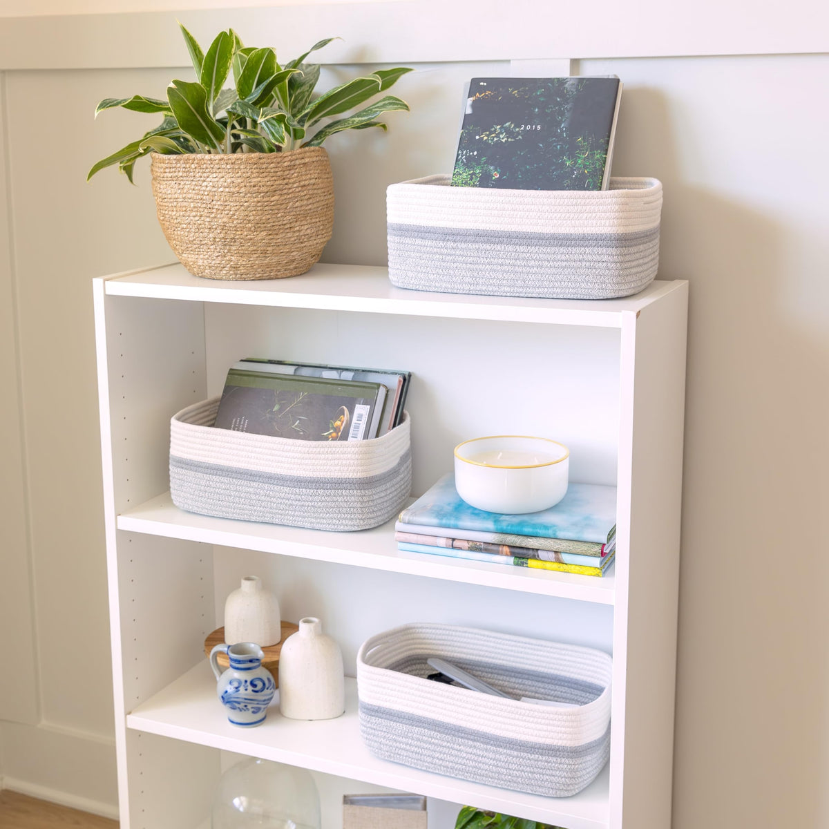 13.5”x8.5”x5.5” Storage Baskets for Shelves 3 Pack (3 Count)