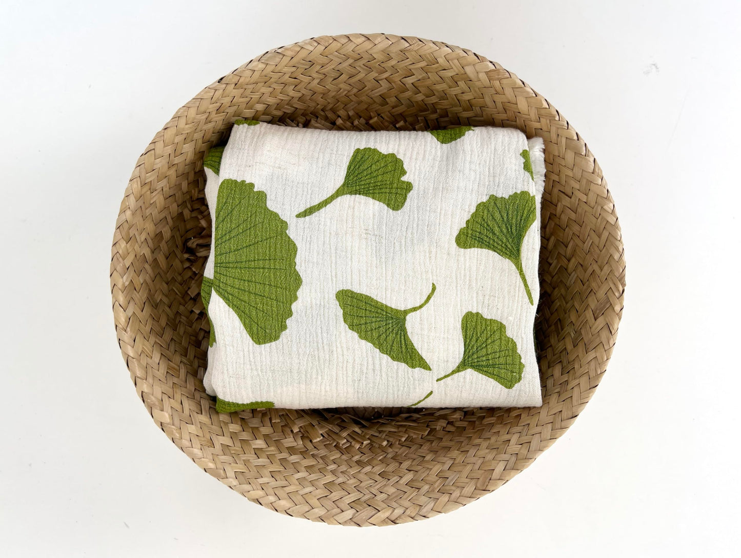 Linen Rayon Blend Fabric by The Linen Lab – Lightweight, Soft, 42"~43" Wide, Pre-Washed Material for Sewing, Clothing, Crafts & DIY (1 Yard pre Cut, Green Ginkgo with Subtle Wrinkle Effect)