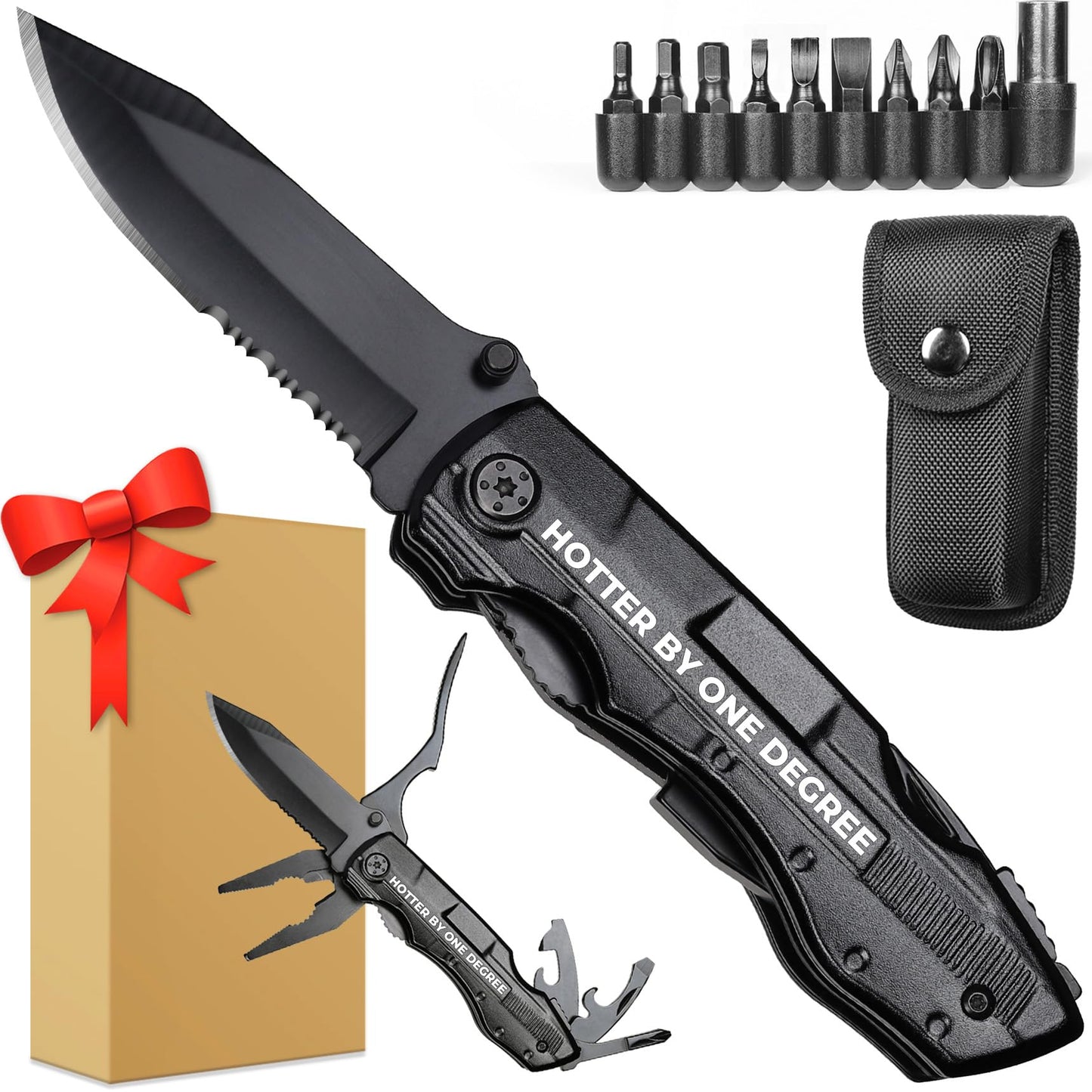 Graduation for Him Gifts, “HOTTER BY ONE DEGREE” Multitool Knife, Practical College Graduation Decorations 2026, Masters Degree Grad Gifts, Gift for Son Graduate Students Camping, Hiking, Fishing