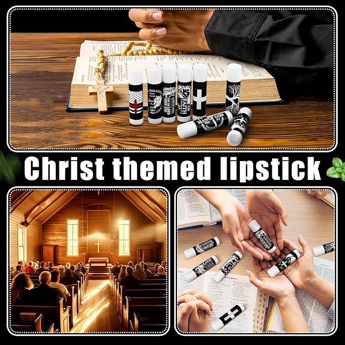 50 Pack Christmas Christian Religious Gifts Bulk Lip Balms for Men Church Party Favors Bible Verse Lip Balms with Scripture Gifts for Coworkers Staff Employee Christmas Stocking Stuffers