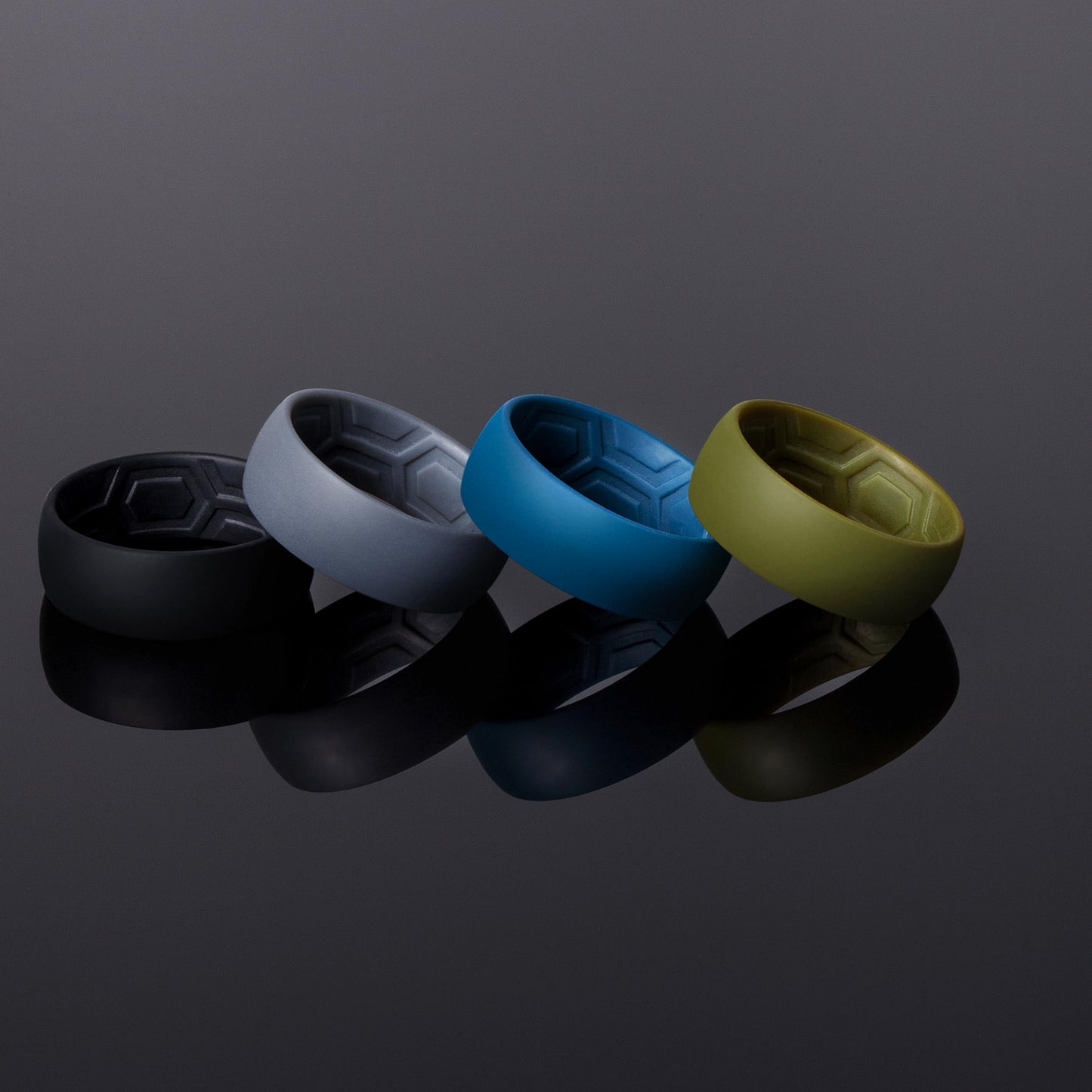 ThunderFit Men's Patterned Silicone Rings, 8mm Wide 2.2mm Thick Rubber Bands,Variety Multipack 1,4,7