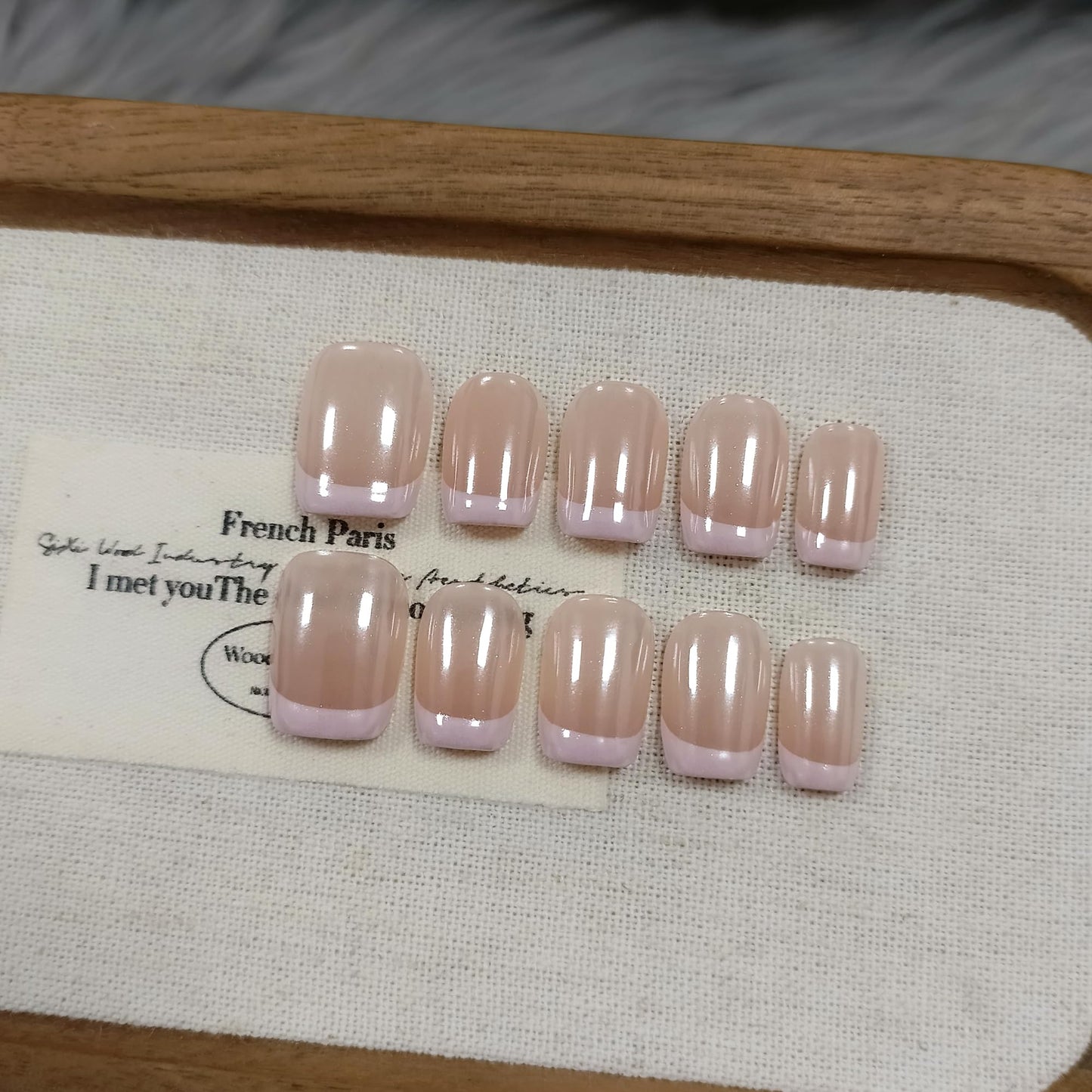 TENPAL Aurora Blush Pink French Tips Press on Nails Short Square Minimalist & Reusable False Nails for Everyday Luxury | Clean Chic Style(M)