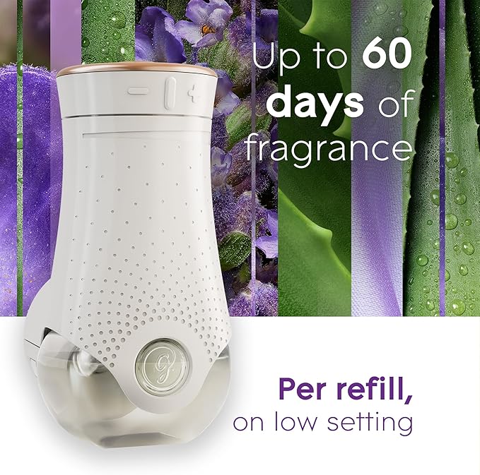 Glade PlugIns Refills Air Freshener Starter Kit, Scented and Essential Oils for Home and Bathroom, Tranquil Lavender & Aloe, 4.02 Fl Oz, 2 Warmers + 6 Refills