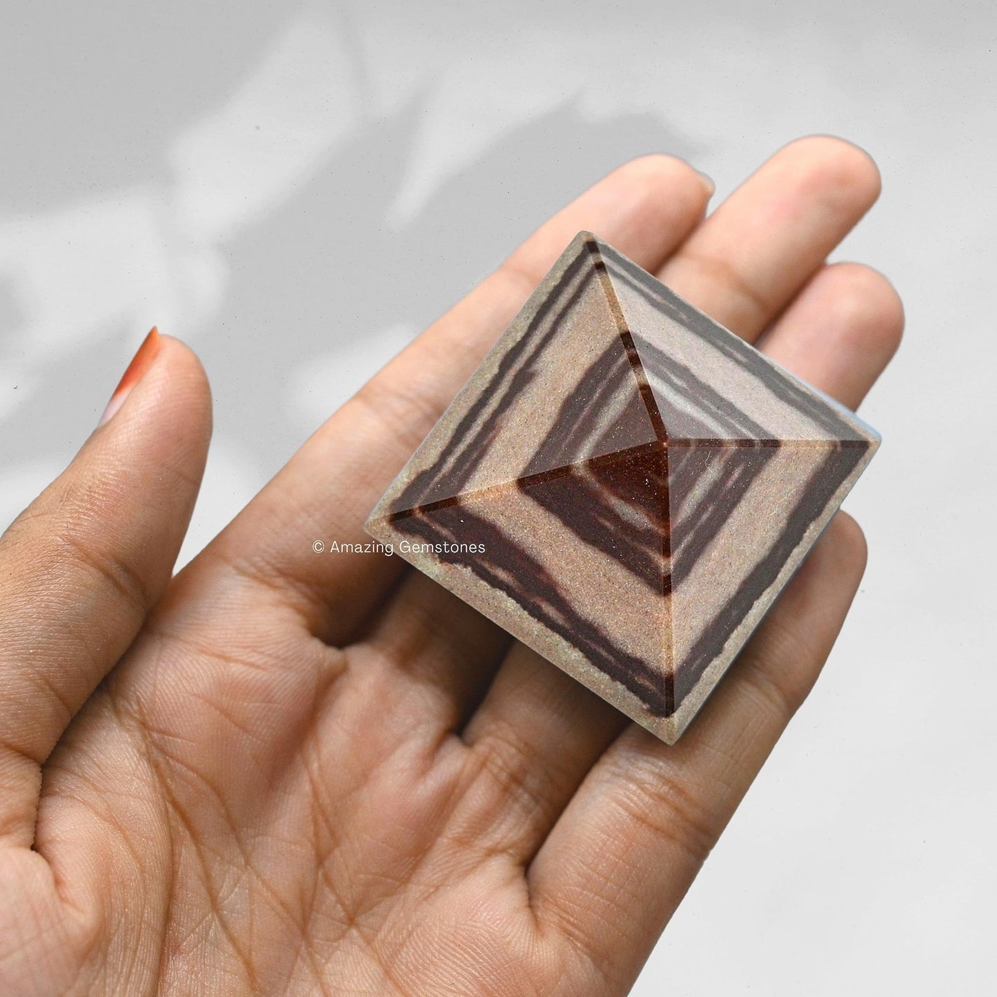 Amazing Gemstone Narmada Shiva Lingam Pyramid Crystal Healing Stones - 1.5" Great Pyramid Figurine of Natural Stone Pyramid for Meditation, Reiki, Chakra Balancing and Crystal Pyramids Grid