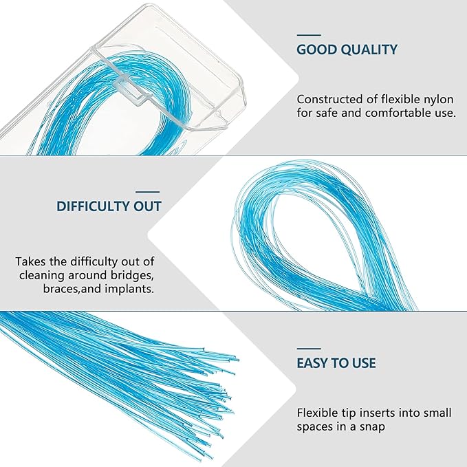 Floss Threaders, Deep Clean Dental Floss Threader for Braces, Bridges, and Implants 210PCS(6Pack),Blue