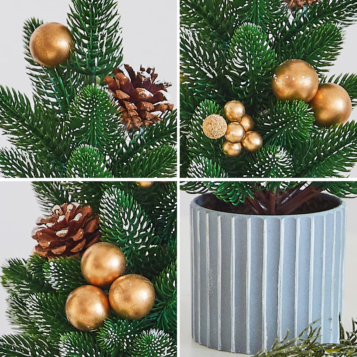 MYELLU Classic Small Christmas Tree Table Decor - Mini Tabletop Artificial Tree Indoor Christmas Holiday Centerpiece for Desktop Home Office Bedroom Decor Gift(Gold Pine)