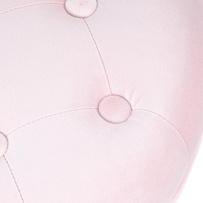 Homepop Home Decor | Upholstered Round Velvet Tufted Foot Rest Ottoman | Ottoman with Storage for Living Room & Bedroom | Decorative Home Furniture, Pink Blush Small