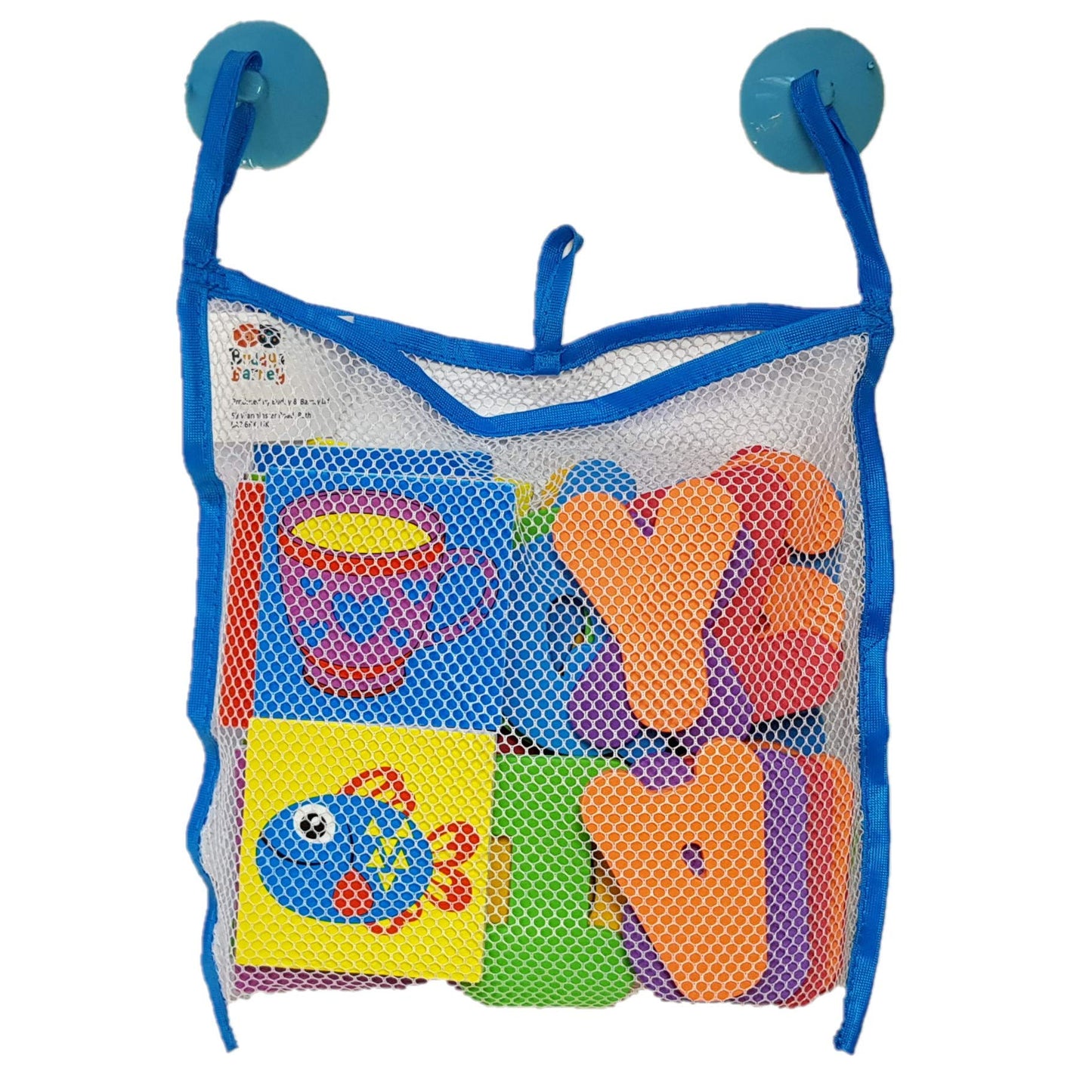 Buddy & Barney Bath Toy Stickers - Bath Alphabets and Animals Learning Stickers for Kids | 38 Pieces Spell & Learn Foam Bath Toys with Storage Bag for Kids with Mesh Storage Bag
