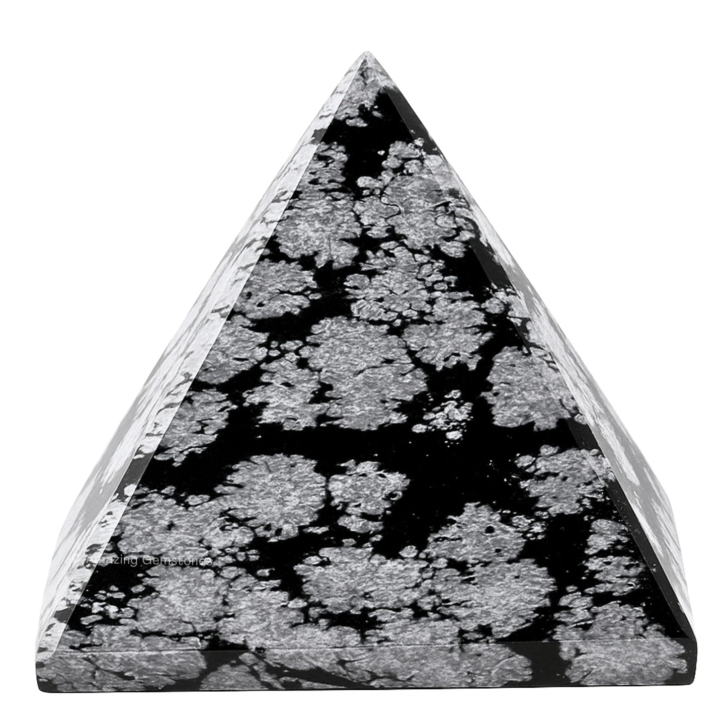 Amazing Gemstone Snowflake Obsidian Pyramid Crystal Healing Stones - 2" Great Pyramid Figurine of Natural Stone Pyramid for Meditation, Reiki, Chakra Balancing and Crystal Pyramids Grid