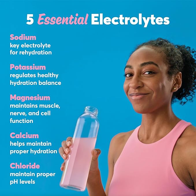 Nuun Sport Electrolyte Powder Drink Mix with Magnesium, Calcium, Potassium, Chloride, and Sodium, Pink Lemonade Flavor, Gluten Free & Vegan, Up to 20 Servings