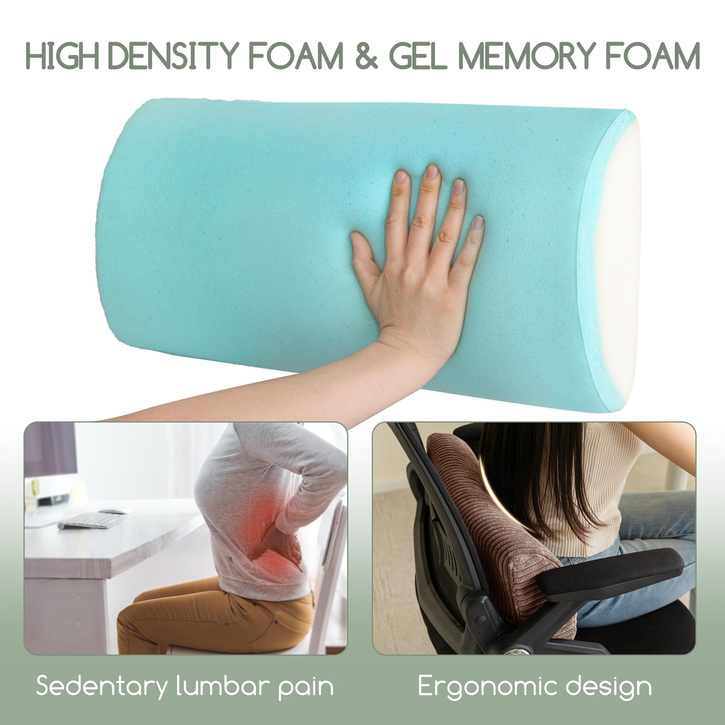 HIGOGOGO Lumbar Support Pillow for Recliner Chair/Accent Chair/Couch, Memory Foam Back Support Cushion for Elderly, Recliner Cushions for Back Rest, Pain Relief, Reading, Washable Cover, Brown