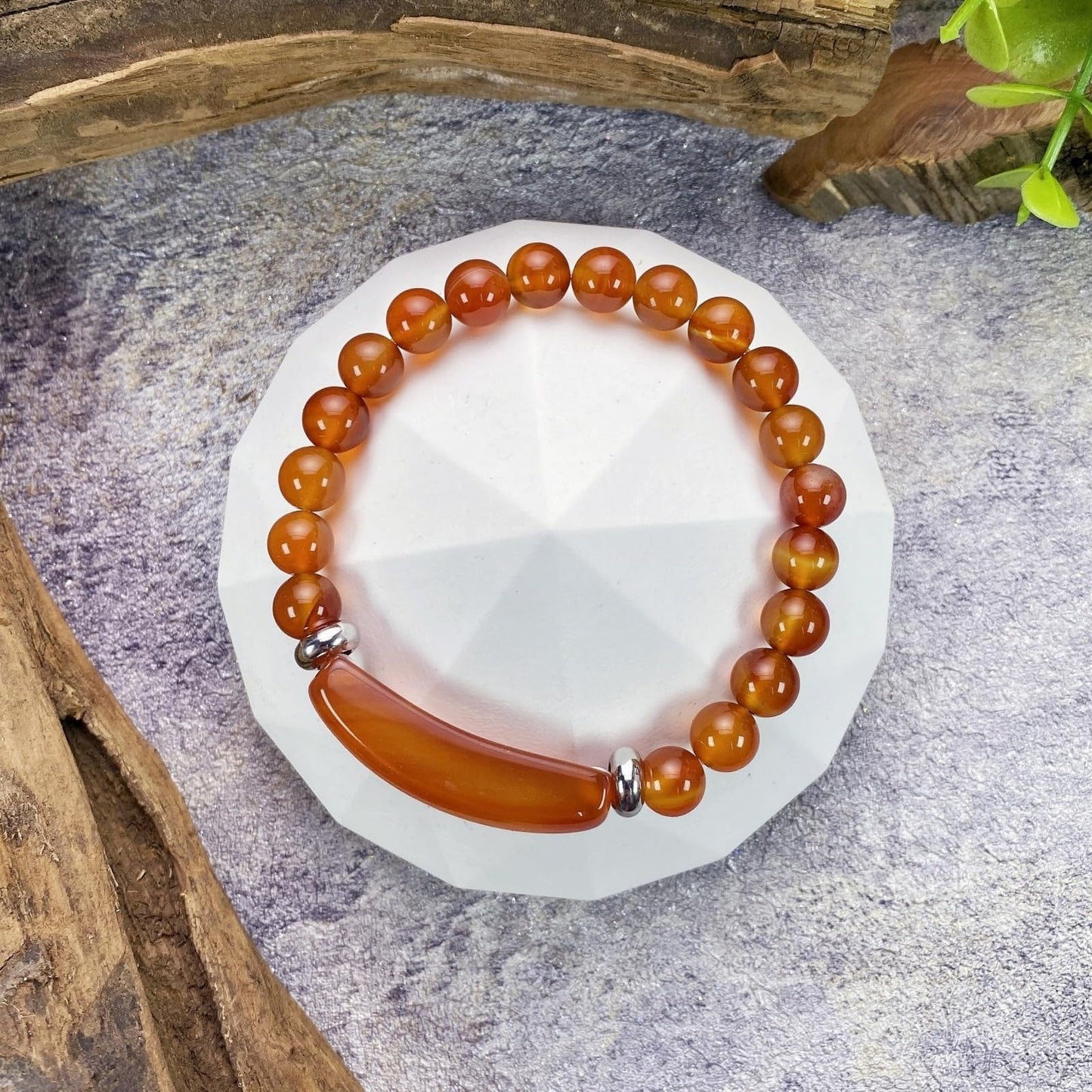 EDEN'S CALL 8mm Healing Crystal Beads Stretch Bracelet Handmade Good Luck Energy Chakra Stone Beaded Bangle, Carnelian