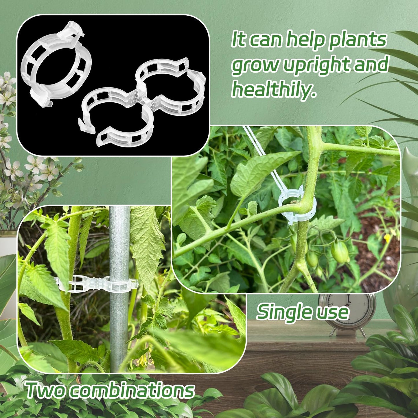 OJYUDD 400 Pcs White Plant Support Garden Clips,Plastic Tomato Vine Clips,Secured Climbing Plant Clip for Flower Vine Grape Twine Orchid