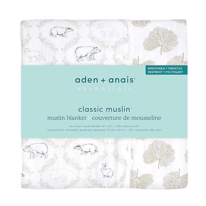 aden + anais Essentials Dream Blanket, Muslin Baby Blankets for Girls & Boys, Ideal Lightweight Newborn Nursery & Crib Blanket, Harmony