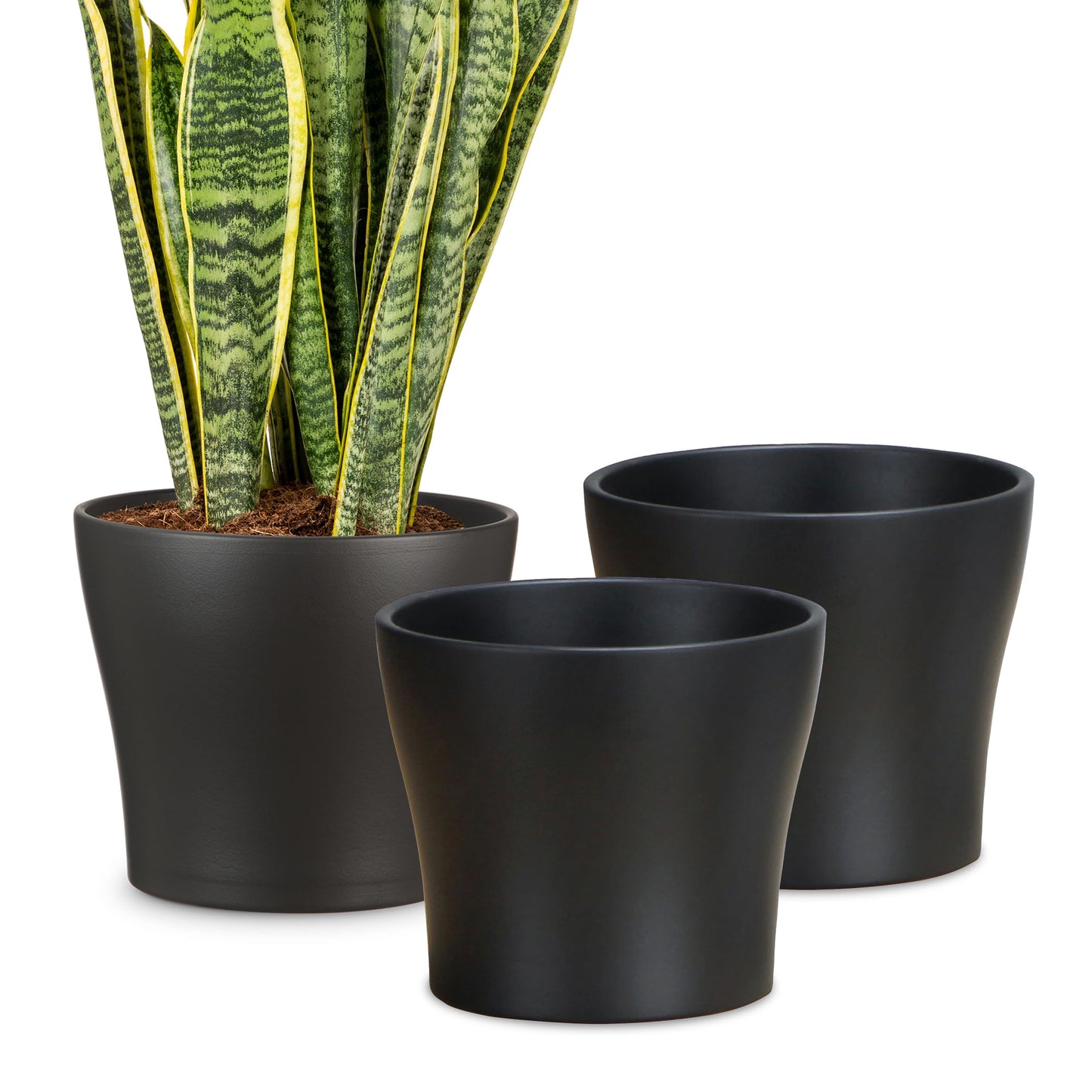 Scheurich Set of 3 Classic Anthrazit Ceramic Plant Pots – 6" Decorative Pots for Indoor Plants - Waterproof&UV-Resistant Planters - Durable, Break-Resistant Design - Made in Germany - 0.4 gal