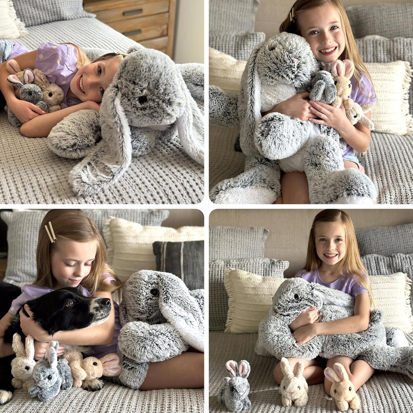 MaoGoLan 4Pcs Easter Bunny Stuffed Animals with 3 Babies Inside, 24" Soft and Cuddly Giant Rabbit Plush, Easter Stuffed Bunny Gift for Kids,Boys,Girls