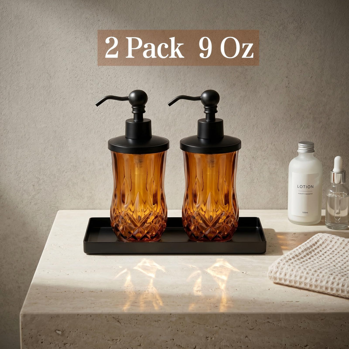 2 Pack 9Oz Amber Soap Dispenser (2 Count)