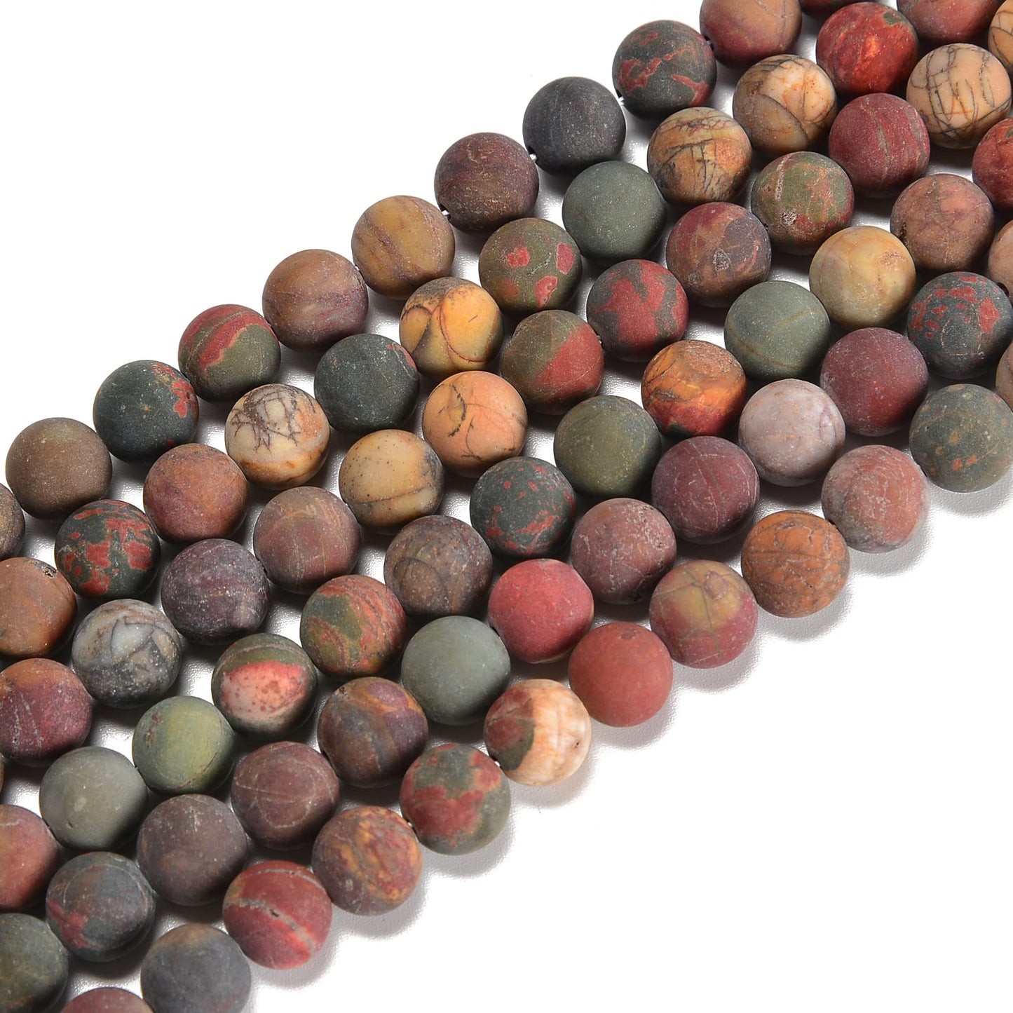 jodaying 10mm Picasso Jasper Matte Round Natural Gematone Loose Beads for Jewelry Making DIY 1 Strand 15"